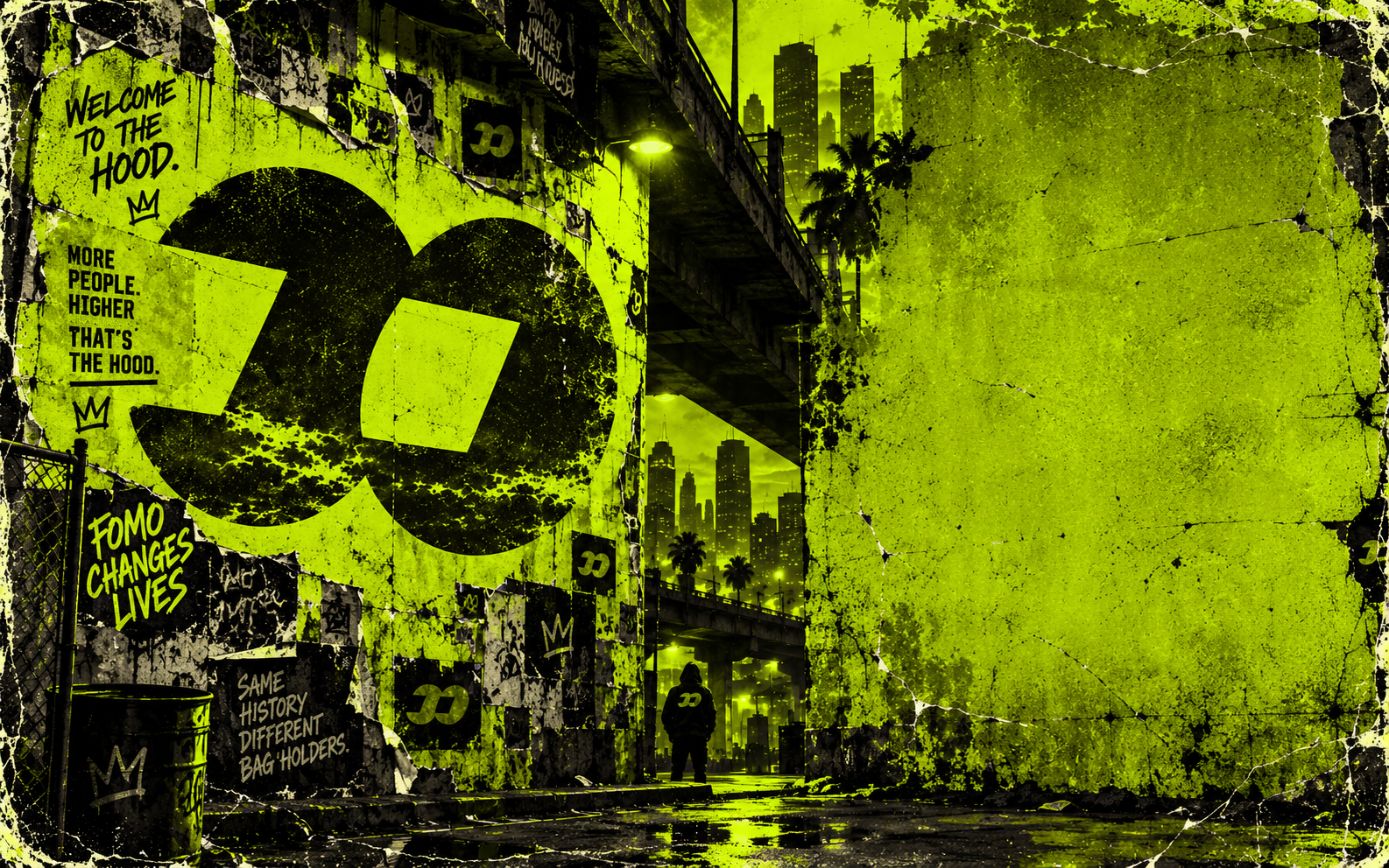 FOMO HOOD underground crowd artwork