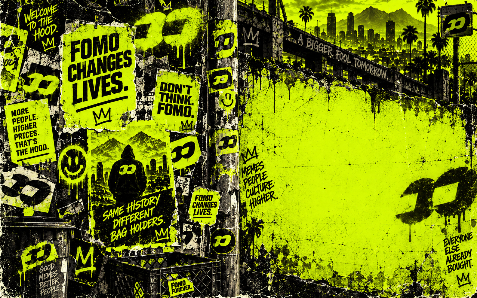 FOMO HOOD community crowd artwork